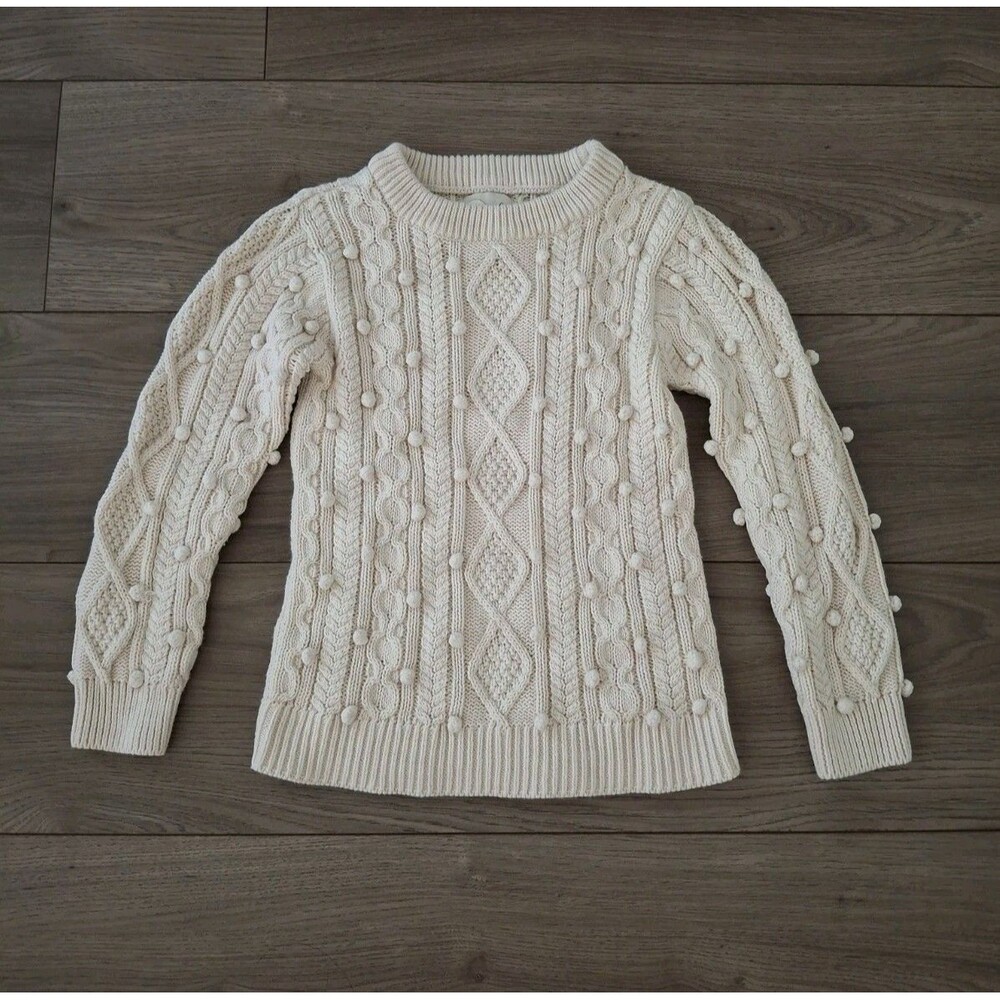 Peek Kid's Cable Knit Pompom Sweater Pullover 100% Cotton  Girl's XL 10